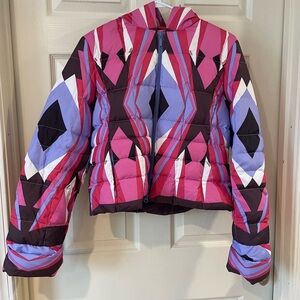 Stylish Pink and Purple Geometric Women's Jacket